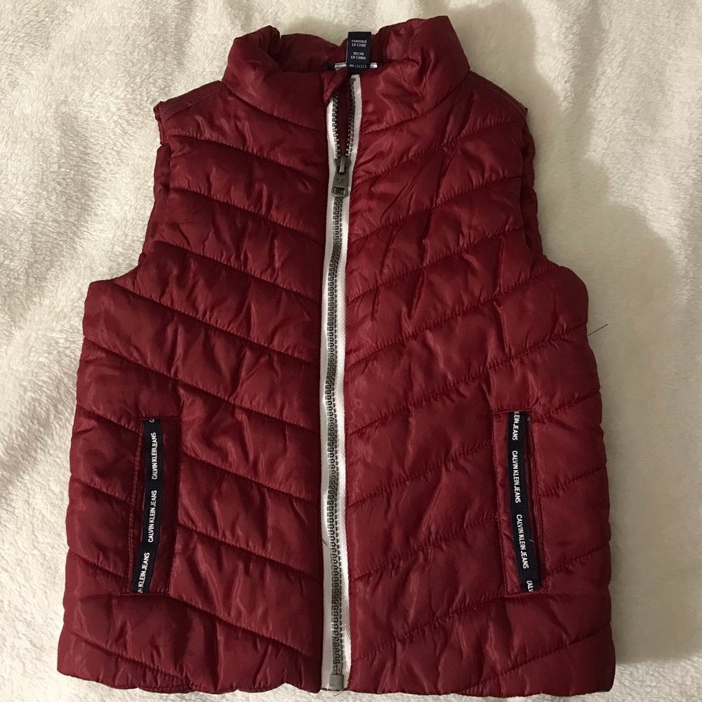 Calvin Klein jeans 3t puffy vest maroon New! Boys fall winter Christmas holiday